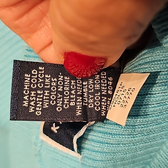 Karen Scott  Petite blue and white Striped sweater - Picture 6 of 6